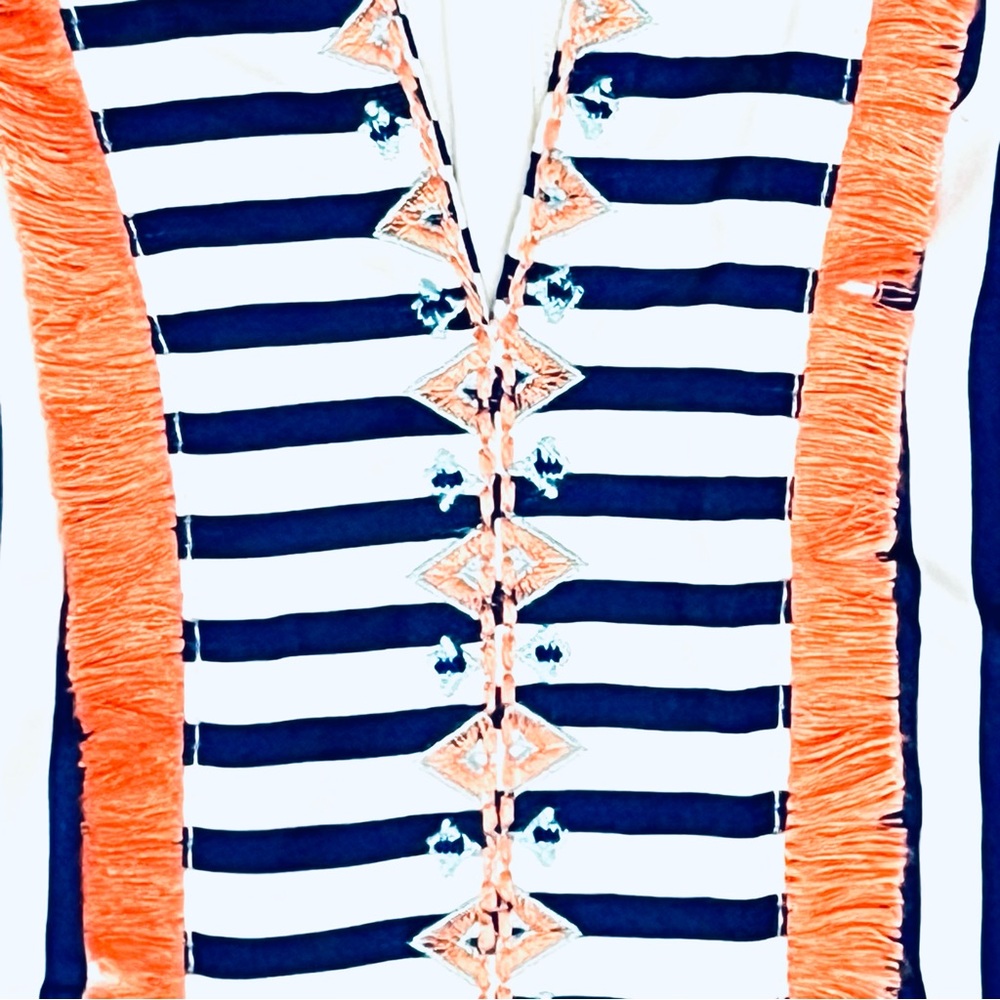 Cabana Life St. Barts Dress Sleeveless UPF 50+ Embroidery Fringe/Trim Tunic XL - Picture 5 of 16